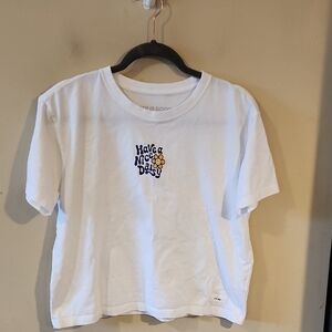 Life Is Good White Crop Top with Graphic